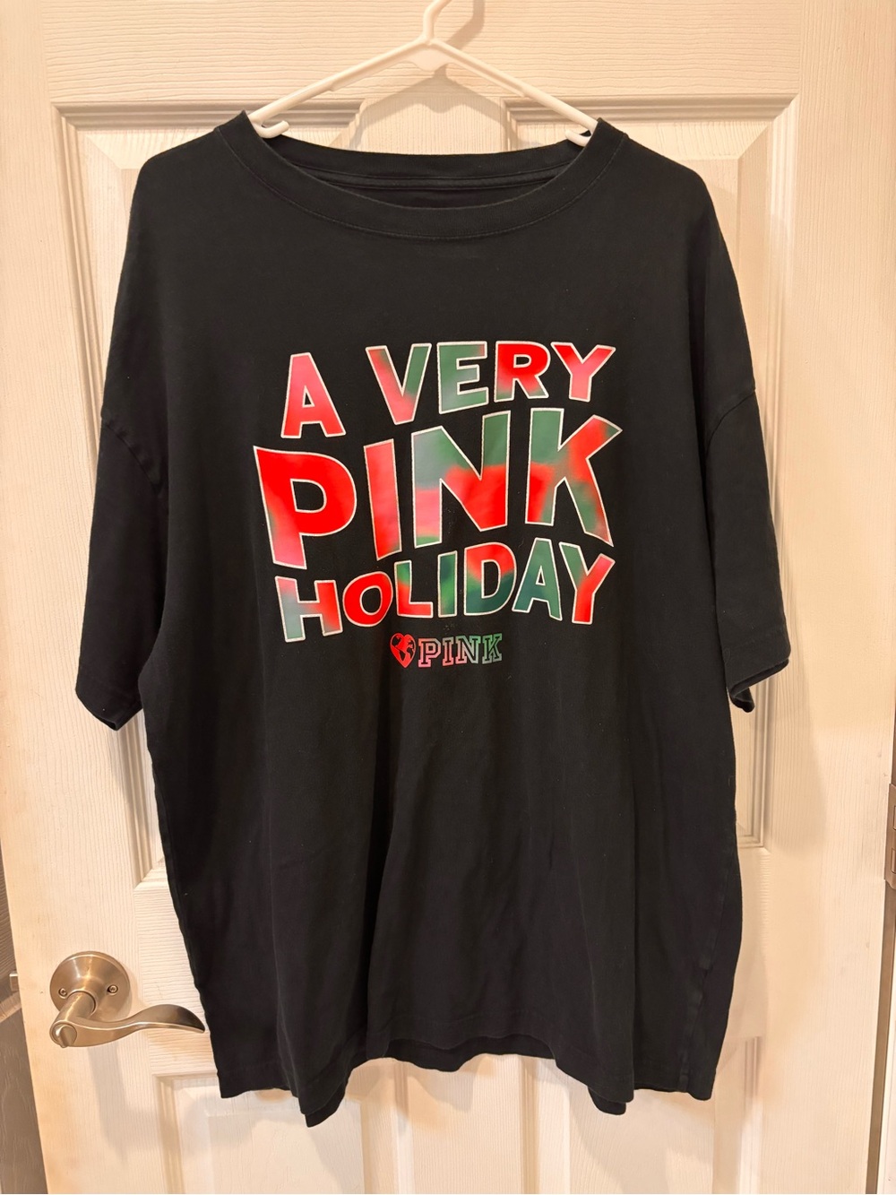 PINK Victoria's Secret Black 'A Very Pink Holiday' Graphic Tee